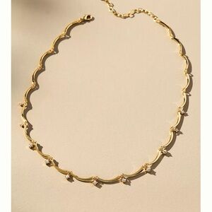 Elegant Gold Necklace with Crystal Accents